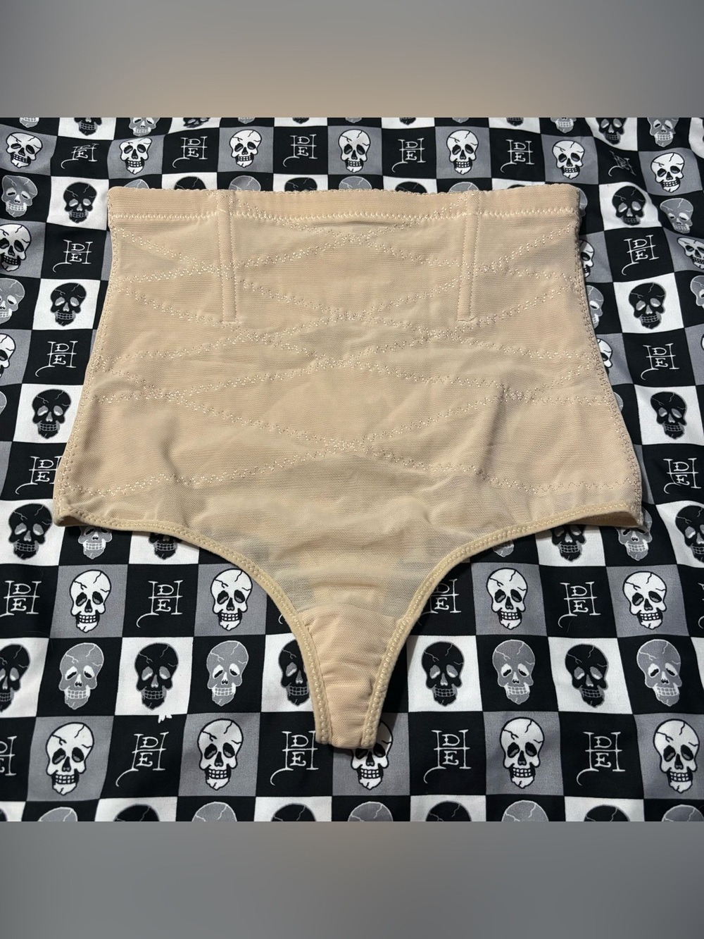 Beige Nude High Waisted Shapewear Thong Boned Tummy Control Underwear